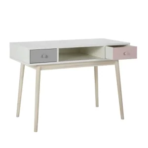 Maisons Du Monde Bureau Vintage Blanc 2 Tiroirs Gris Et Rose 10