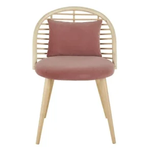 Maisons Du Monde Chaise En Velours Terracotta, Rotin Et Bouleau 10