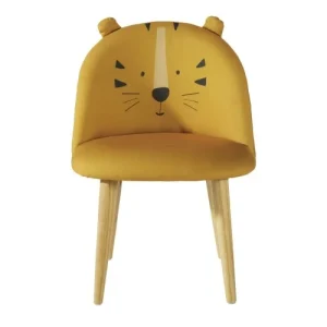 Maisons Du Monde Chaise Enfant Jaune Moutarde Motif Tête De Tigre Et Bouleau Massif 10