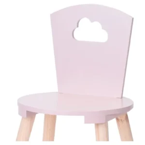 Wadiga Chaise Enfant Rose Et Bois Nuage 32x32x50cm 7