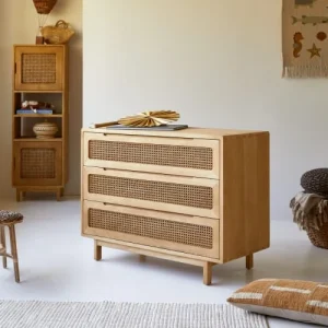 Tikamoon Commode Enfant En Orme Massif Et Cannage 13