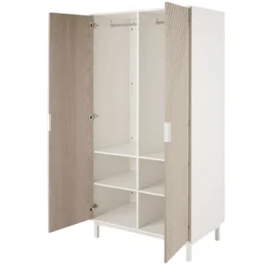 Maisons Du Monde Dressing 2 Portes Battantes Sculptées Blanche Et Beige 7