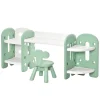 HOMCOM Ensemble Bureau, Chaise Et Bibliothèque Pour Enfant Vert D’eau Blanc 22