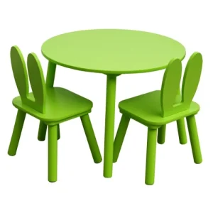 Mobili Rebecca Ensemble De Table Basse Et 2 Chaises Pour Enfants En MDF Vertes 9