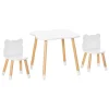 HOMCOM Ensemble Scandinave Table Et Chaises Enfant Motif Ourson Bois Blanc 16