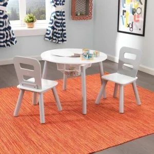 KidKraft Ensemble Table Avec Rangement Et 2 Chaises Blanc Et Gris 9