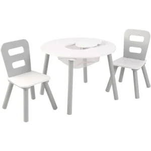 KidKraft Ensemble Table Avec Rangement Et 2 Chaises Blanc Et Gris 11