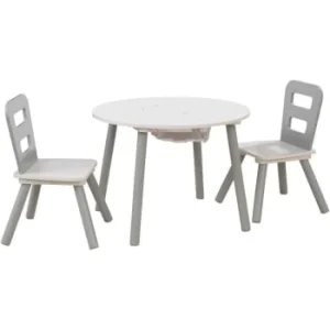 KidKraft Ensemble Table Avec Rangement Et 2 Chaises Blanc Et Gris 15