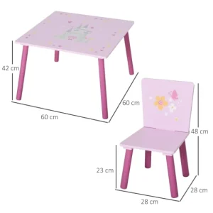 HOMCOM Ensemble Table Et Chaises Enfant Design Princesse Motif Château 12