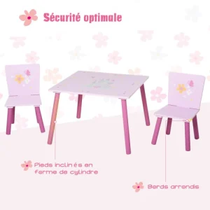 HOMCOM Ensemble Table Et Chaises Enfant Design Princesse Motif Château 18