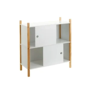 Wadiga Étagère Bibliothèque Chambre Enfant 2 étages Blanc Et Bois 70x30x77cm 9