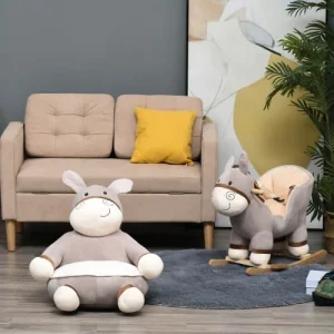 HOMCOM Fauteuil Enfant âne Revêtement Velours Gris Crème 14