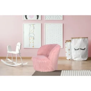 ReCollection Fauteuil Enfant Fourrure Rose 47x47x45cm 10