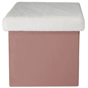 The Home Deco Kids Pouf Coffre Pliable Imitation Fourrure Léo Rose Des Bois 12