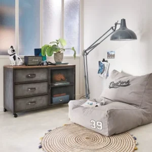 Maisons Du Monde Pouf En Coton Gris Imprimé 14