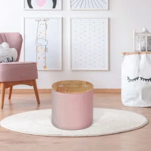 The Home Deco Kids Pouf Enfant En Bois Et Velours Moon 8