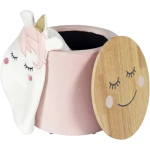 The Home Deco Kids Pouf Enfant En Bois Et Velours Moon 12