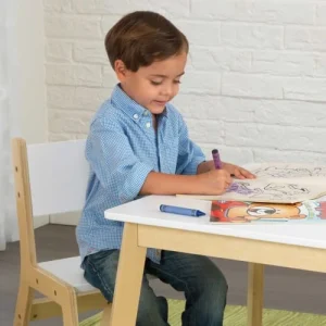 KidKraft Table Et Chaises Modernes Blanches Et Bois Naturel Pour Enfant 12