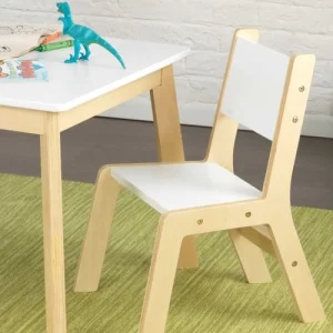 KidKraft Table Et Chaises Modernes Blanches Et Bois Naturel Pour Enfant 14