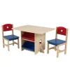 KidKraft Table Rangement Enfant Bois Naturel Et Bacs Rouge Et Bleu 20