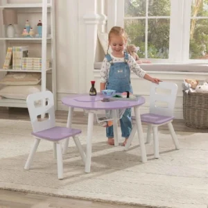 KidKraft Table Ronde En Bois Coloris Lavande Pour Enfant Et 2 Chaises 12