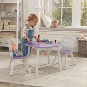 KidKraft Table Ronde En Bois Coloris Lavande Pour Enfant Et 2 Chaises 16