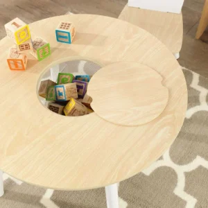 KidKraft Table Ronde Et 2 Chaises Bois Naturel Et Blanc 14